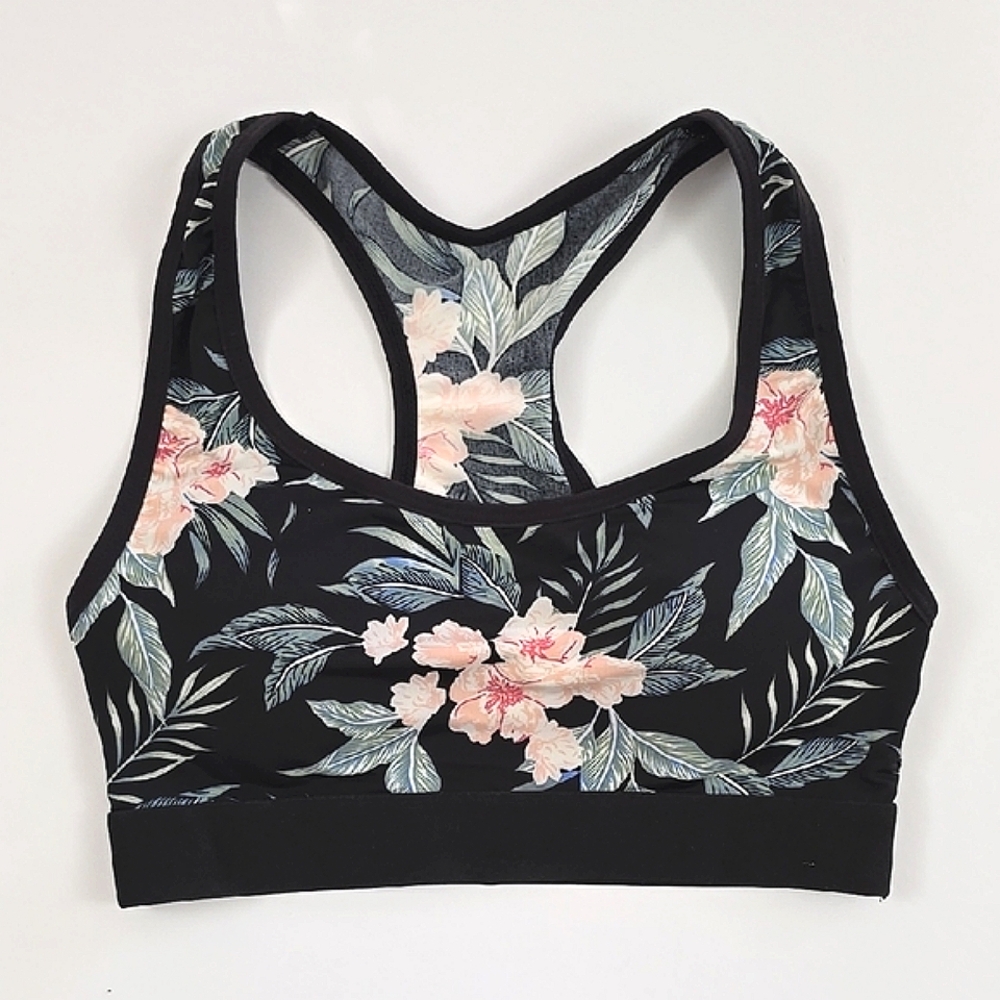 Boulevard Underwear Women's Racerback Sports Bra Tropical Print Size M